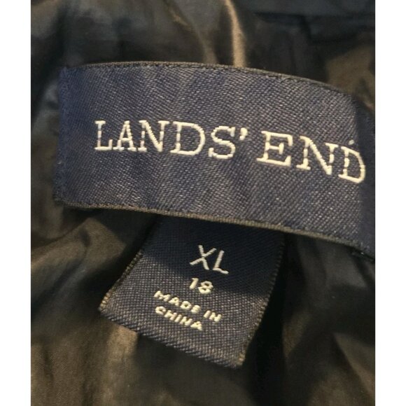 Lands End Women Black Down Puffer Vest Jacket XL 18 Down Fill Packable Full Zip - Picture 6 of 7